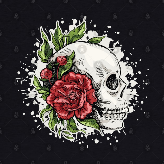 Skull with Flowers Graphic by Graphic Duster